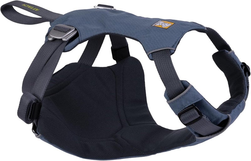 RUFFWEAR , Load Up Dog Car Harness, Padded Adjustable Travel Restraint with Universal Seat Belt Attachment and Strength-Rated Metal Hardware, for Road Trips in Cars & SUVs, Slate Blue, Small - Image 1